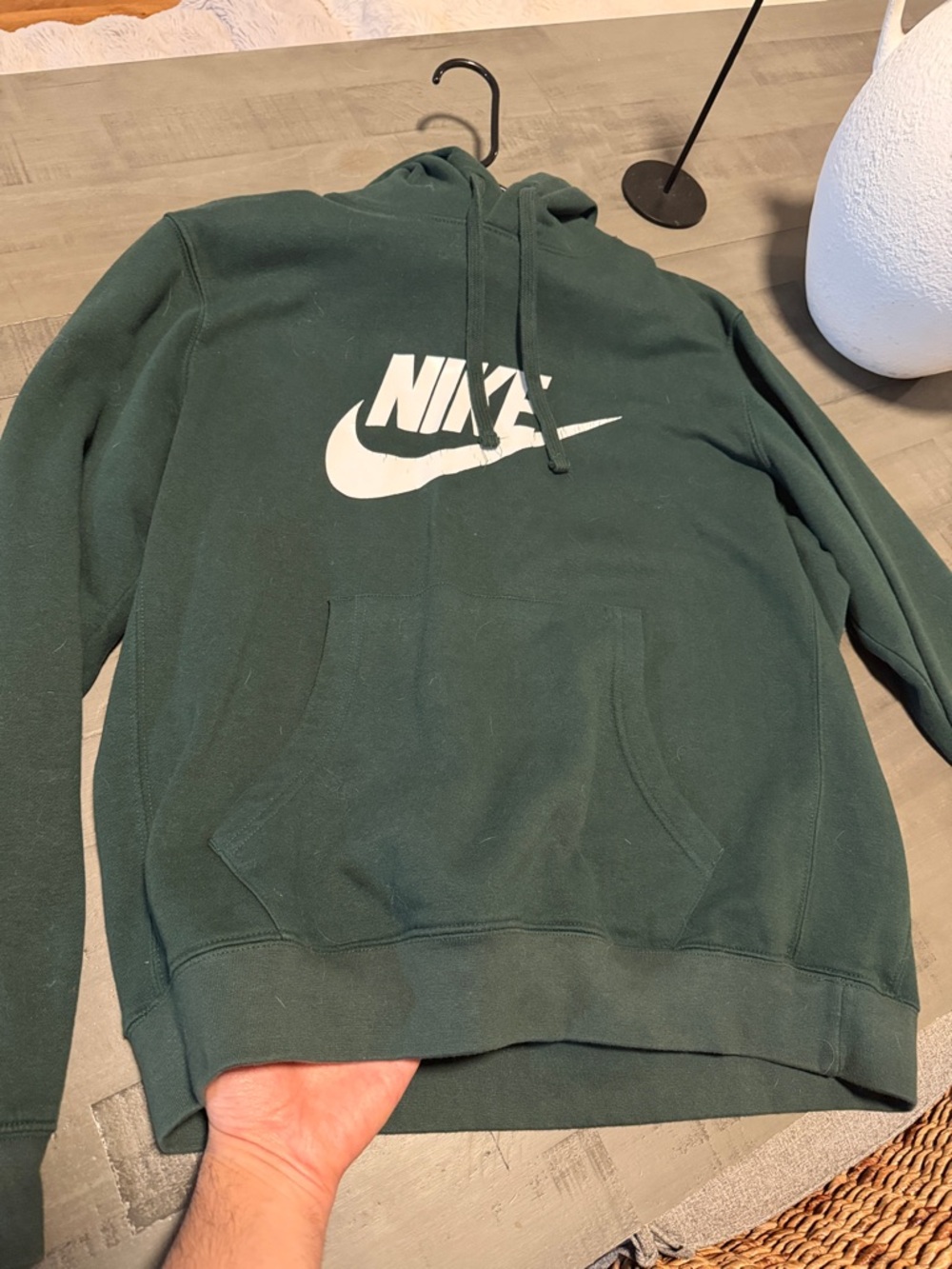 Nike Men’s Forest Green Crewneck Hoodie with White Logo